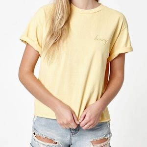 Brandy Melville Yellow Honey Embroidery Tee Shirt